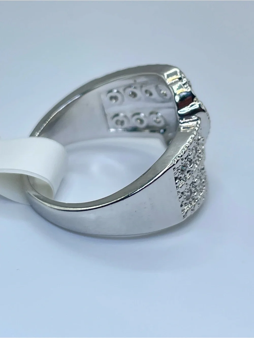Swarovski Crystal Elements White Pave Crystals Art Deco Statement Ring Band Sz 8